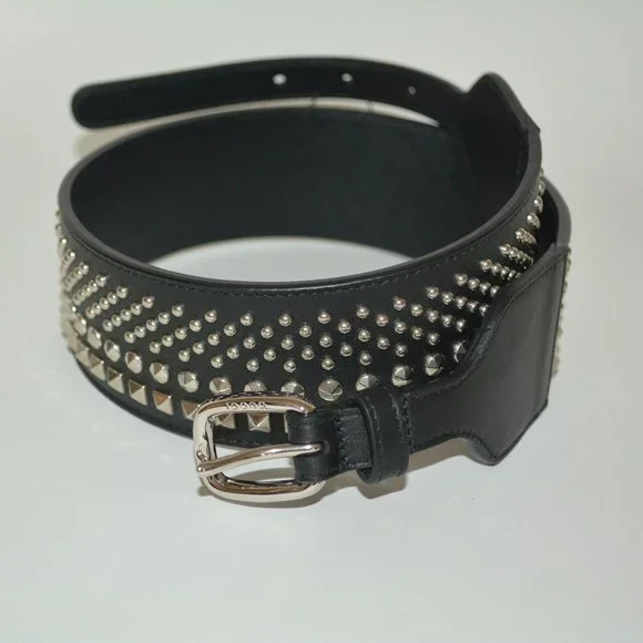 ベルト GUCCI STUDDED LEATHER BELT NWOT Auth GUCCI Black STUDDED Leather WAIST Belt 85-34